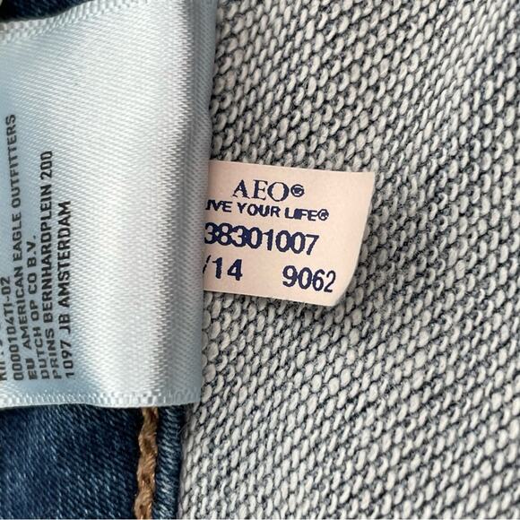 American Eagle Outfitters Hi-Rise Jegging Super Stretch Ripped Blue Jeans Size 4 - Picture 14 of 14